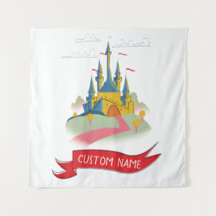 Fantasy Castle Custom Text Tapestry