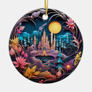 Fantasy Castle Decor, Quilled Ceramic Tree Decoration
