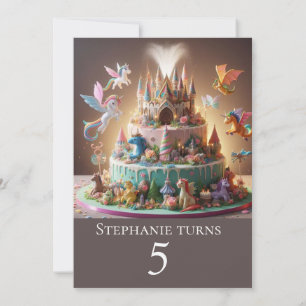 FANTASY CASTLE DRAGONS & UNICORNS BIRTHDAY INVITATION