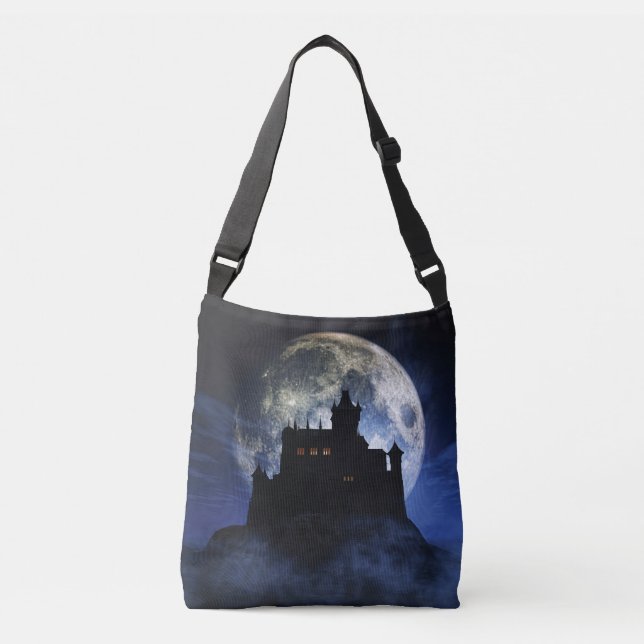 Fantasy castle during night crossbody bag (Front)