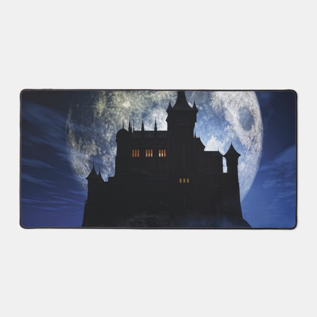 Fantasy castle during night desk mat (Front)