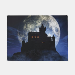 Fantasy castle during night doormat