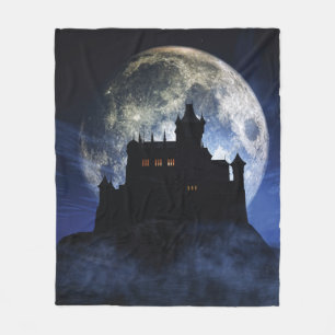 Fantasy castle during night fleece blanket