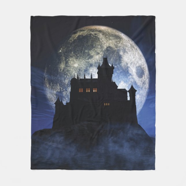 Fantasy castle during night fleece blanket (Front)