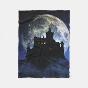Fantasy castle during night fleece blanket