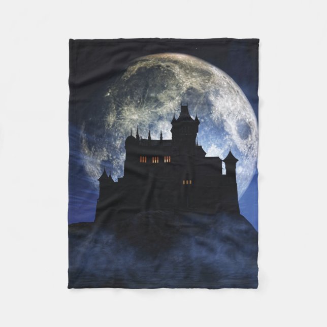 Fantasy castle during night fleece blanket (Front)