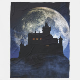 Fantasy castle during night fleece blanket