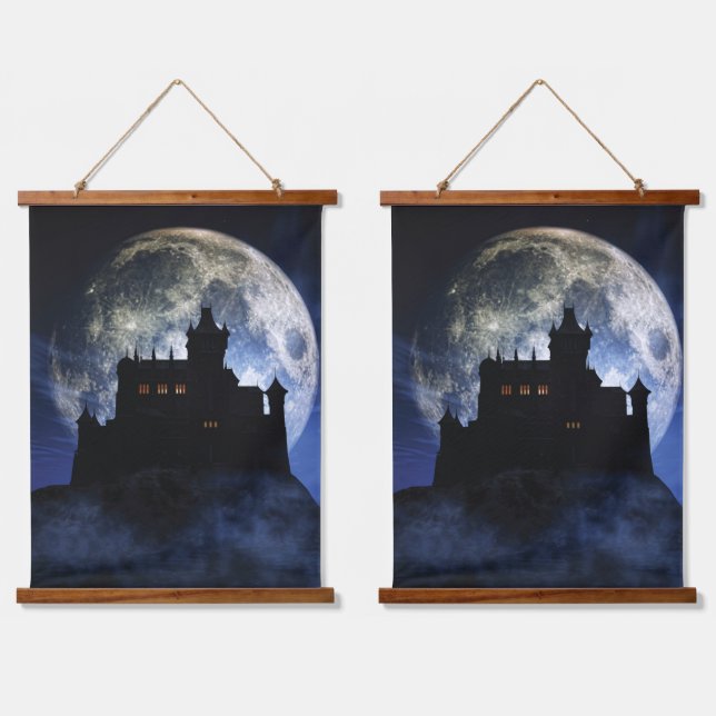 Fantasy castle during night hanging tapestry (Double)