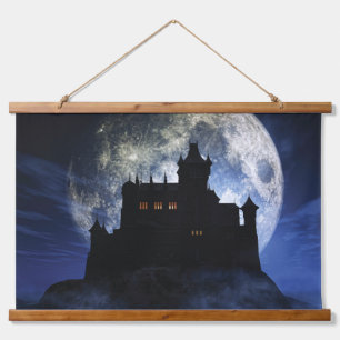 Fantasy castle during night hanging tapestry