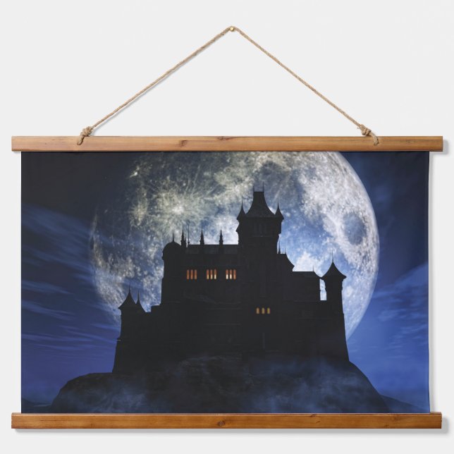 Fantasy castle during night hanging tapestry (Front)