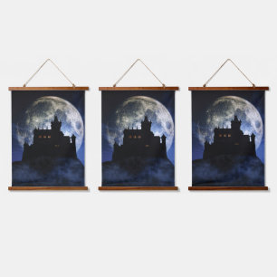 Fantasy castle during night hanging tapestry
