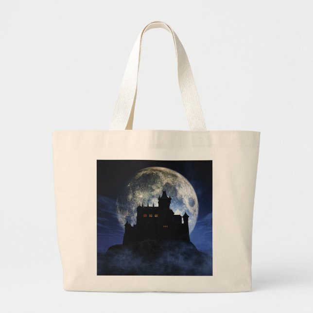 Fantasy castle during night large tote bag (Front)