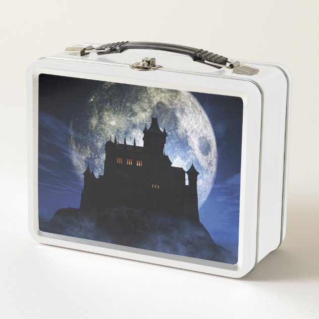 Fantasy castle during night metal lunch box (Front)