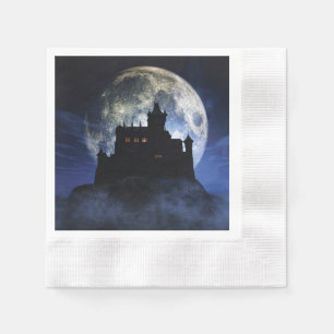 Fantasy castle during night napkin
