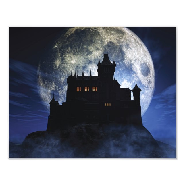 Fantasy castle during night photo print (Front)