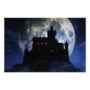 Fantasy castle during night poster