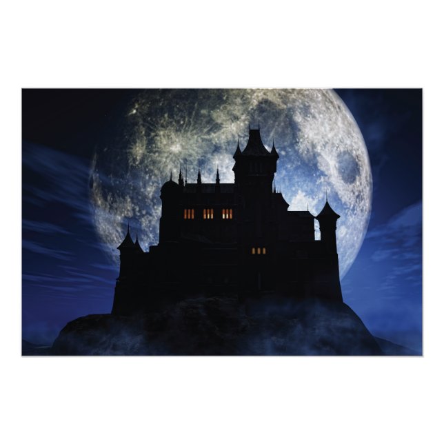Fantasy castle during night poster (Front)