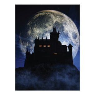 Fantasy castle during night poster