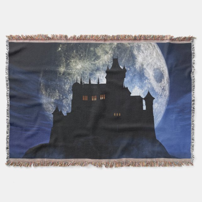 Fantasy castle during night throw blanket (Front)