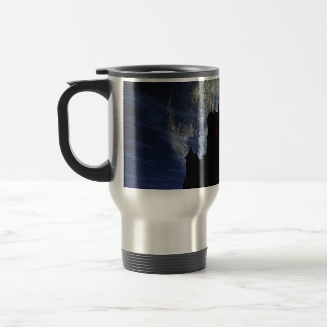 Fantasy castle during night travel mug (Left)