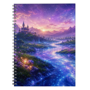 Fantasy Castle Glowing River Spiral Notebook