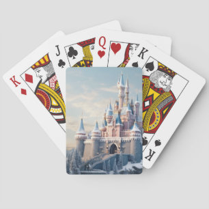 Fantasy castle in the mountains playing cards