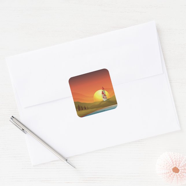 Fantasy Castle Landscape Square Sticker (Creator Uploaded)