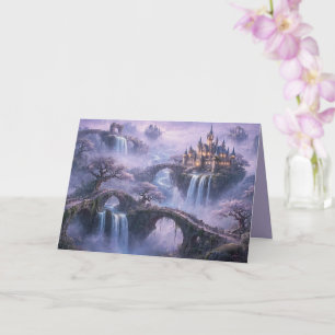 Fantasy Castle Surreal Landscape Lavender Blue Card