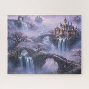 Fantasy Castle Surreal Landscape Lavender Blue Jigsaw Puzzle