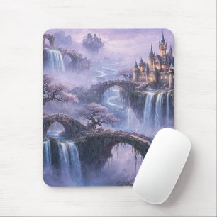 Fantasy Castle Surreal Landscape Lavender Blue Mouse Mat