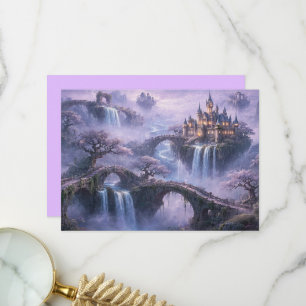 Fantasy Castle Surreal Landscape Lavender Blue Thank You Card