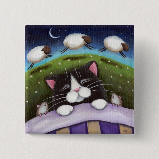 Fantasy Cat and Mouse Art 15 Cm Square Badge (Front)