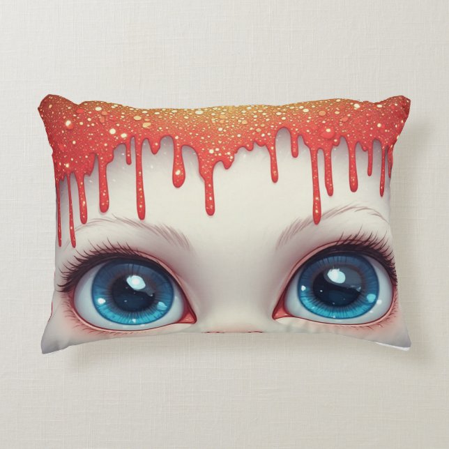 Fantasy Cat Blue Eyes With Dripping Decorative Cushion (Front)