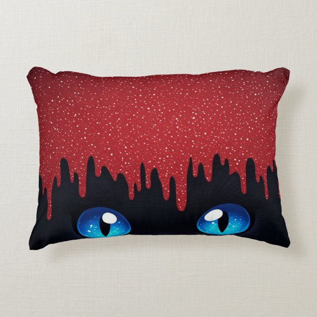 Fantasy Cat Blue Eyes With Dripping Decorative Cushion (Front)