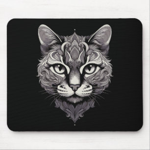 Fantasy Cat Mandala Art Mystical Oriental Style Fe Mouse Mat