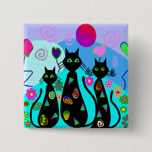 "Fantasy Cats of Summer" 15 Cm Square Badge