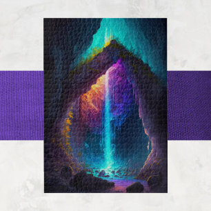 Fantasy Cave Waterfall AI Generated Jigsaw Puzzle