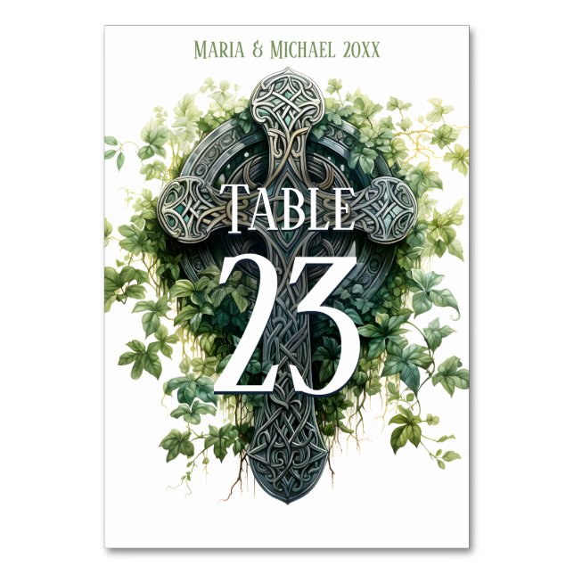 Fantasy Celtic Cross Table Number Card (Front)
