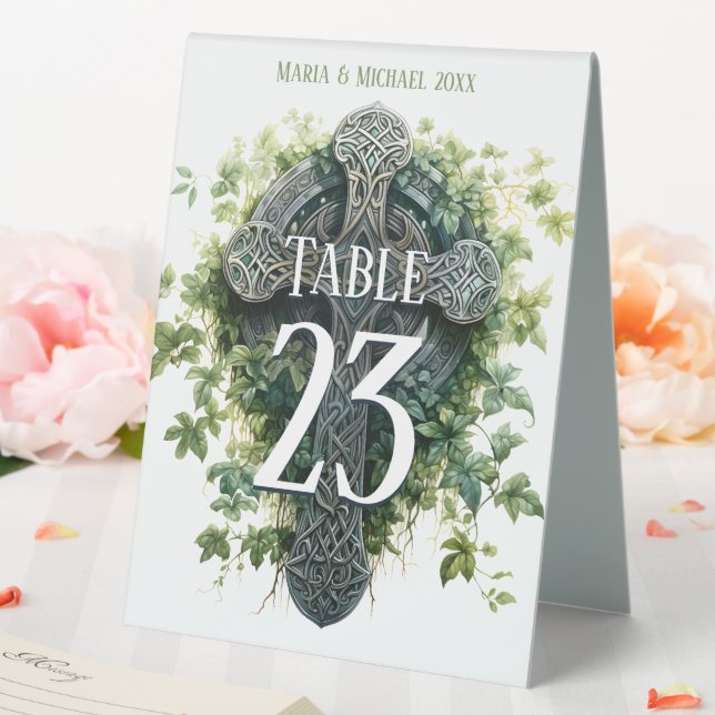 Fantasy Celtic Cross Table Number Tent Sign (In SItu (Wedding))