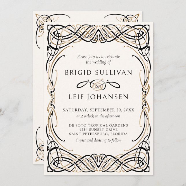 Fantasy Celtic Mediaeval Wedding Invitation (Front/Back)