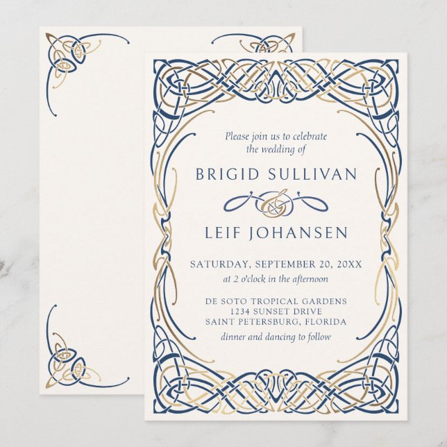 Fantasy Celtic Mediaeval Wedding Invitation (Front/Back)
