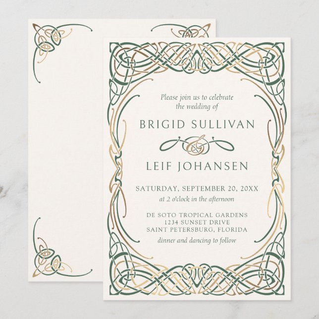Fantasy Celtic Mediaeval Wedding Invitation (Front/Back)