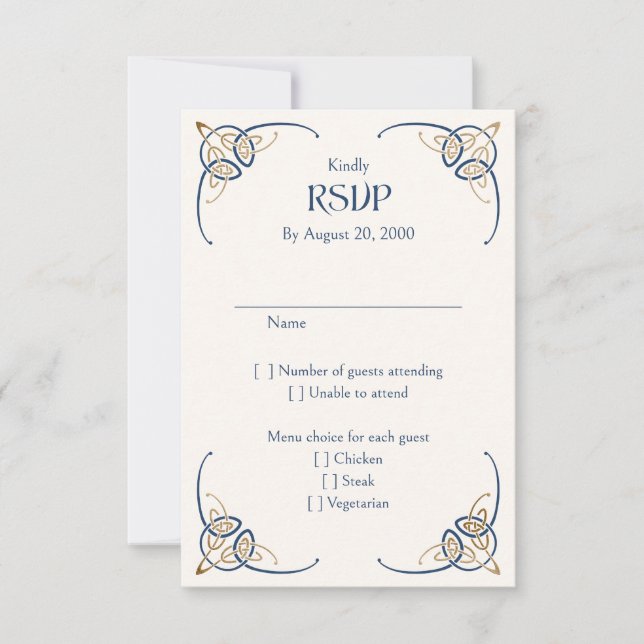 Fantasy Celtic Mediaeval Wedding RSVP Card (Front)