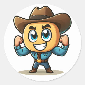 Fantasy Character in Denim and Hat Classic Round Sticker