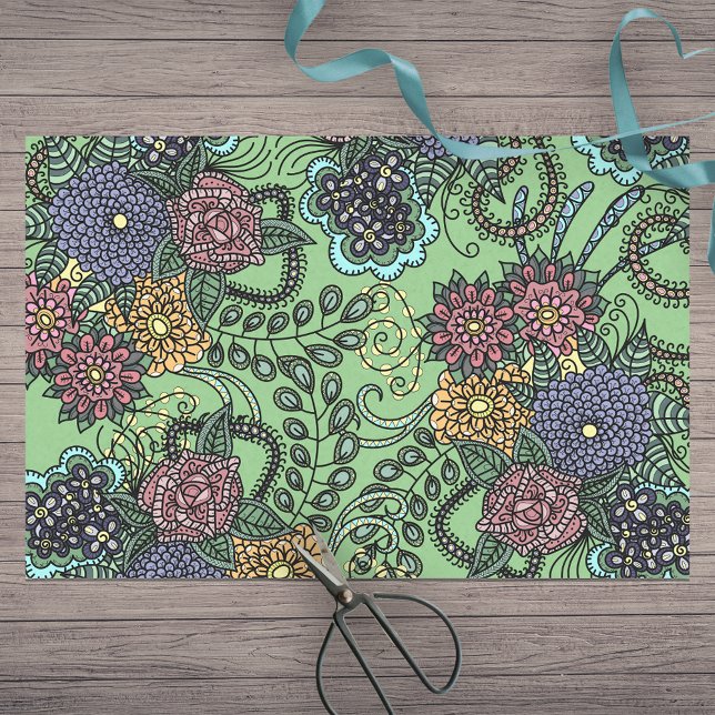 Fantasy Charming Colourful Detailed Doodle Flowers Tissue Paper (Creator Uploaded)