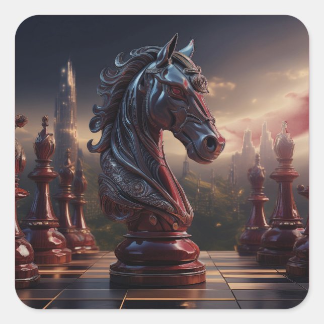 Fantasy Chess Scenes - Knight Square Sticker (Front)