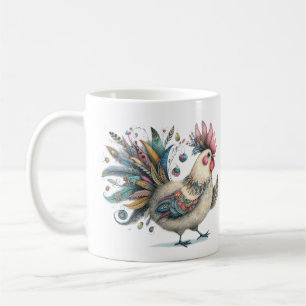 Fantasy Chicken or Rooster Folk Art Illustration Coffee Mug
