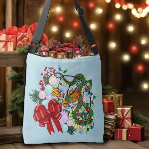 Fantasy Chinese Dragon Christmas Wreath Fantasy Crossbody Bag