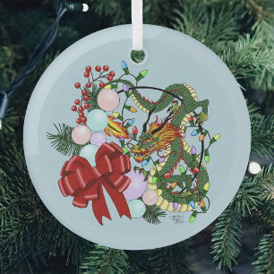 Fantasy Chinese Dragon Christmas Wreath Fantasy Glass Tree Decoration