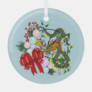 Fantasy Chinese Dragon Christmas Wreath Fantasy Glass Tree Decoration